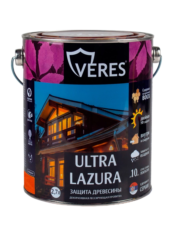 Декоративная пропитка для дерева Veres Classic Lazura №17, матовая, 0,9 л, золотой бор