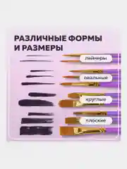 Кисти / кисточки для акварели, гуаши для рисования синтетика Brauberg Набор 10 штук 201029