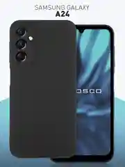 Черный чехол ROSCO для Samsung Galaxy A24 матовый, силиконовый, тонкий, бортик вокруг камер