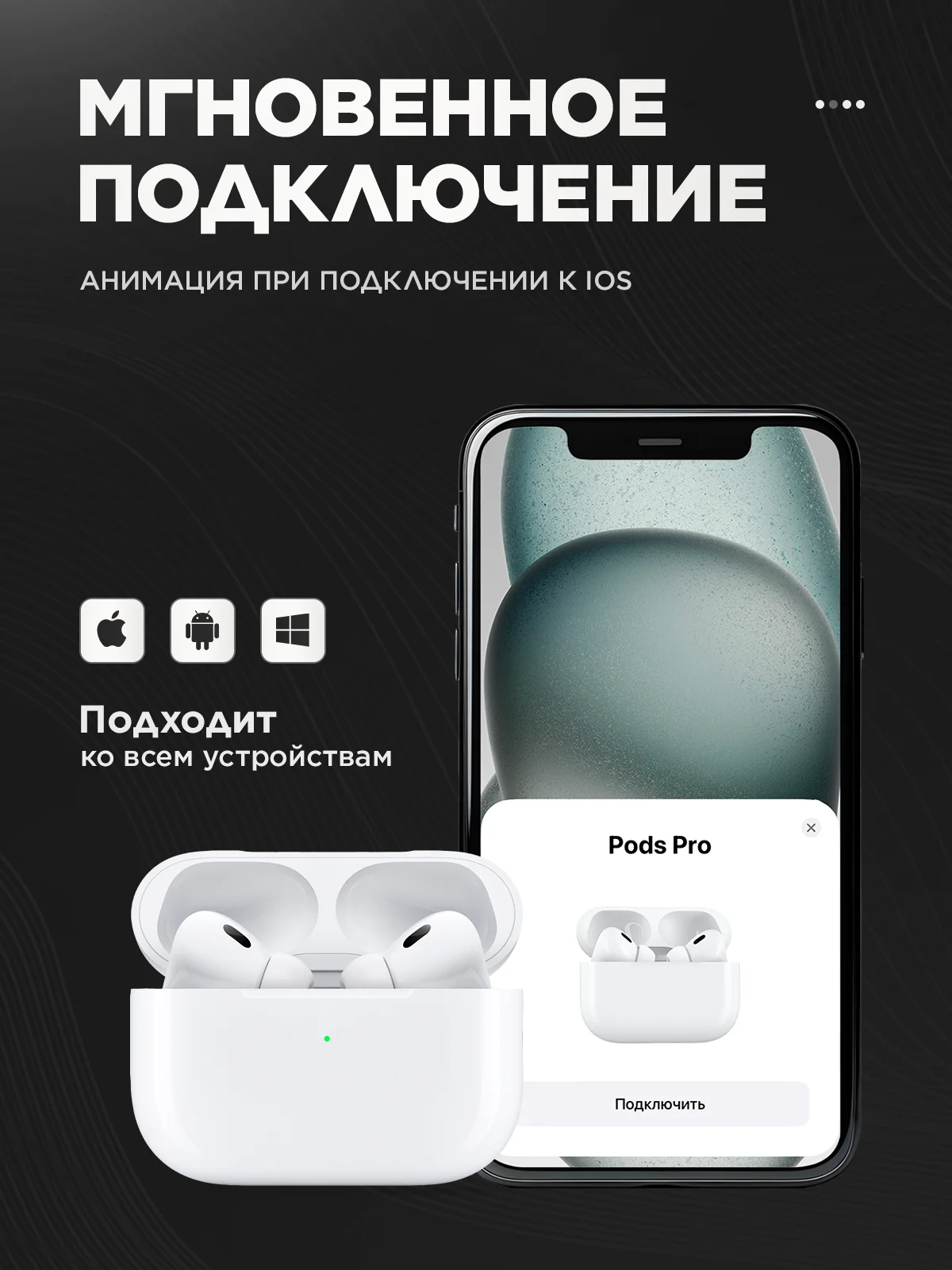 Беспроводные наушники Pods Pro, для iPhone и Android