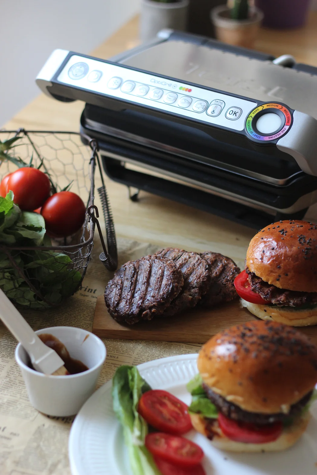 Серебряный умный электрический гриль Tefal Optigrill+ XL GC722D34