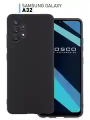 Черный чехол для Samsung Galaxy A32 4G силиконовый ROSCO матовый c бортиком-защитой вокруг камер