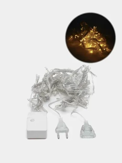 Новогодняя светодиодная LED гирлянда штора от 1,5м до 3м 4 цвета.Крючки,удлиннитель