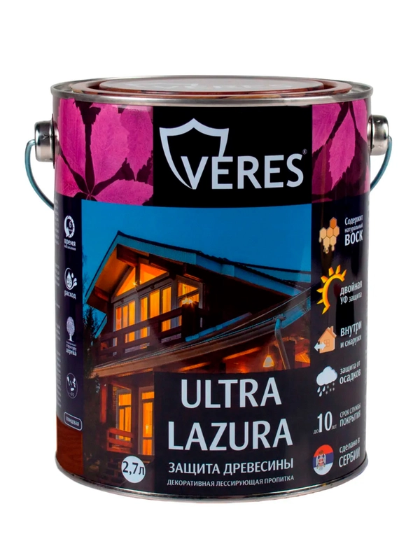 Декоративная пропитка для дерева Veres Classic Lazura №8, матовая, 0,9 л, дуб темный