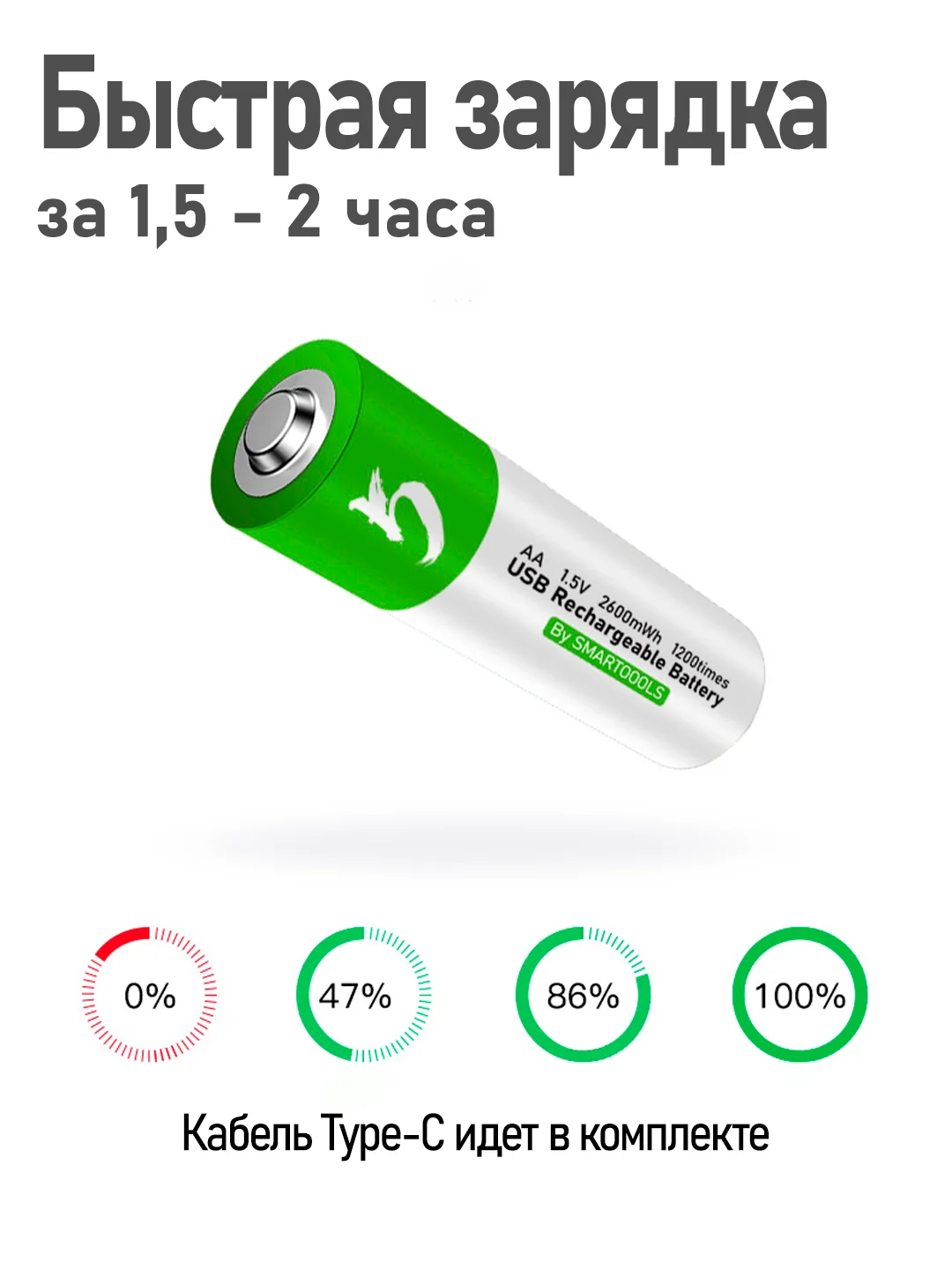 Белый аккумуляторные батарейки с зарядкой от USB, тип АА, ААА, Li-ion, пальчиковые, мизинчиковые