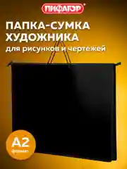 Папка-сумка портфель для рисунков, документов, бумаг на молнии с ручками Пифагор А2 270873