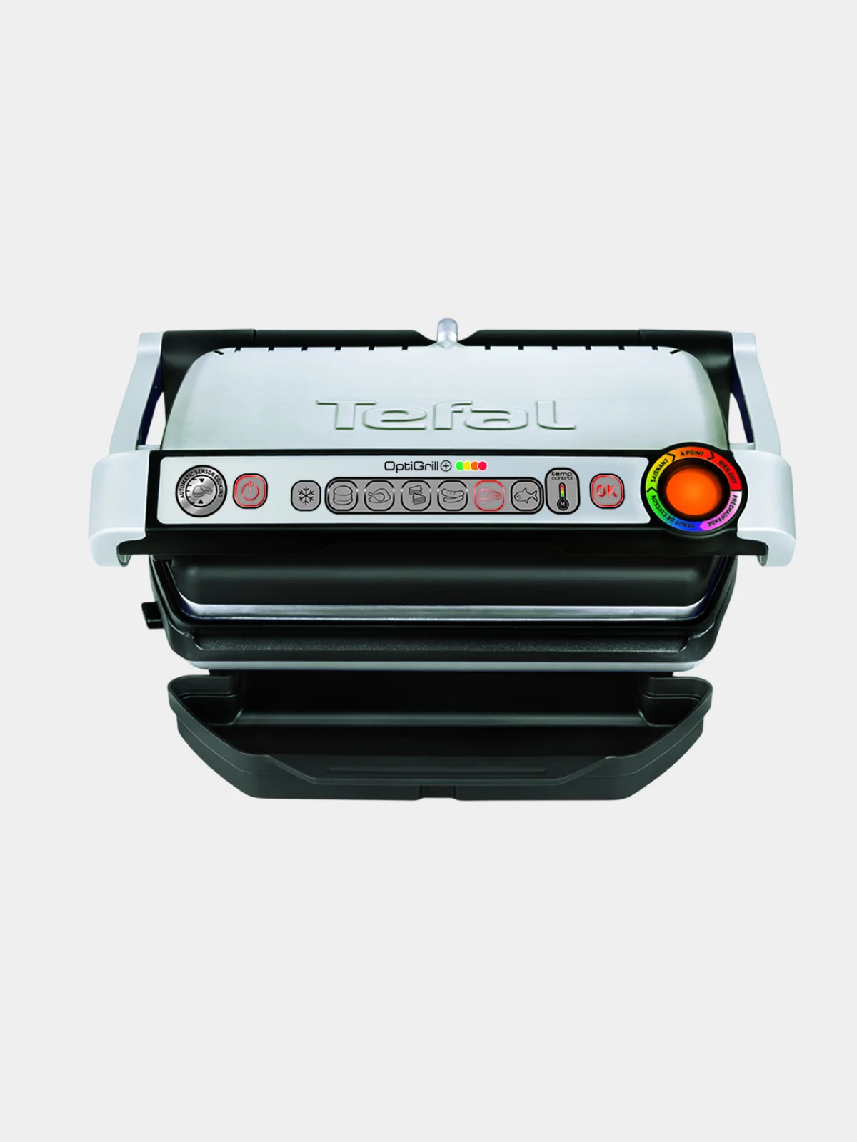 Серебряный умный электрический гриль Tefal Optigrill+ GC712D34