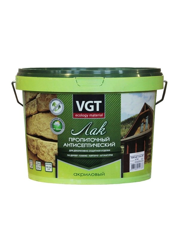 Лак пропиточный с антисептиком для дерева и камня VGT, акриловый, 9 кг, ореховое дерево
