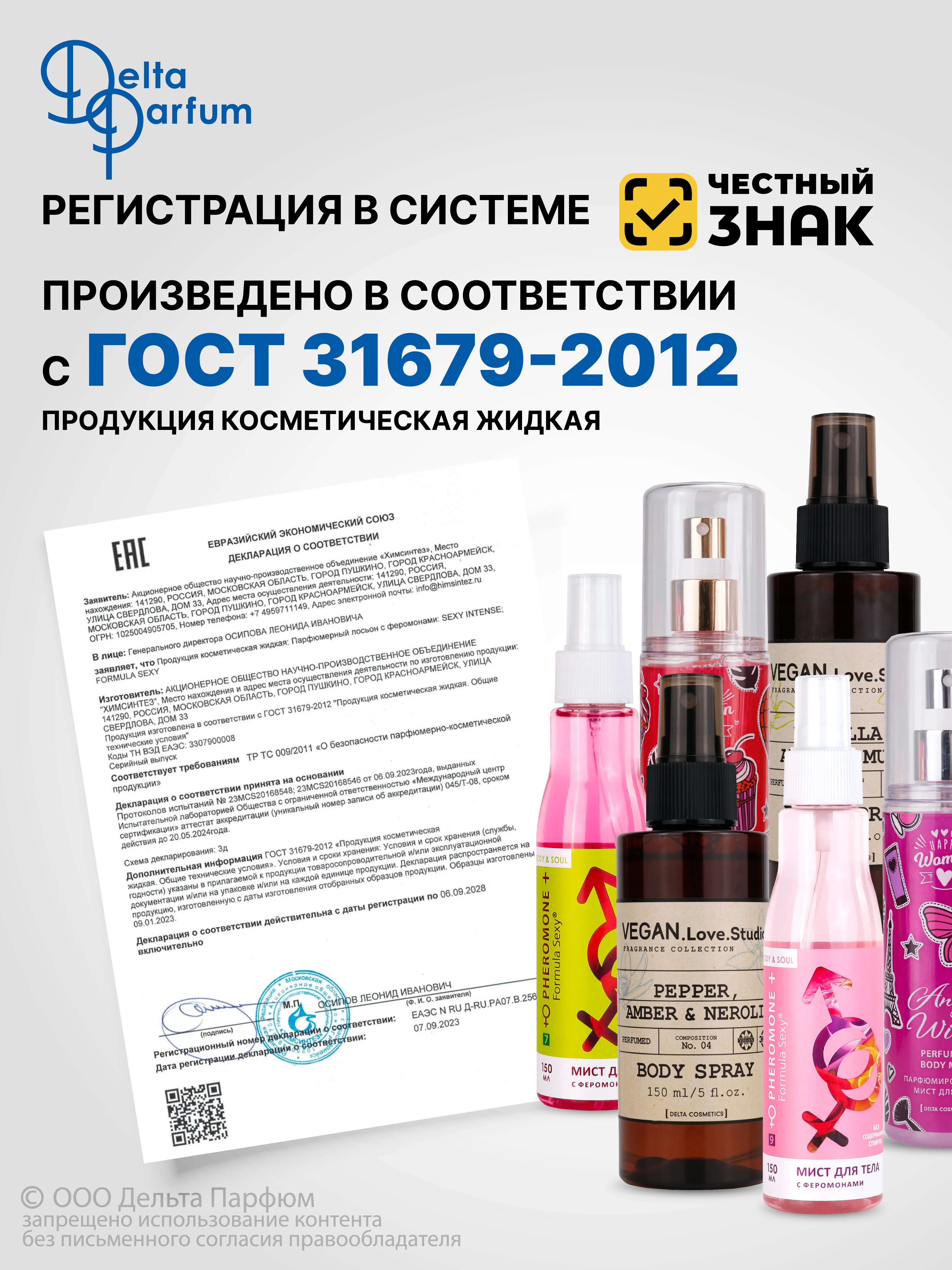 Спрей мист для тела 150 мл парфюмированный Formula Sexy