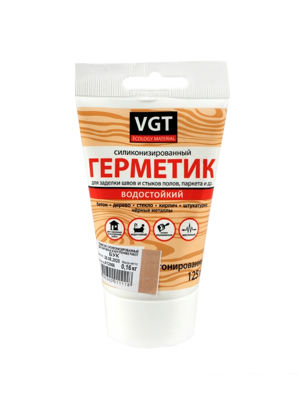 Силиконизированный герметик для наружных и внутренних работ VGT, 160 г, бук