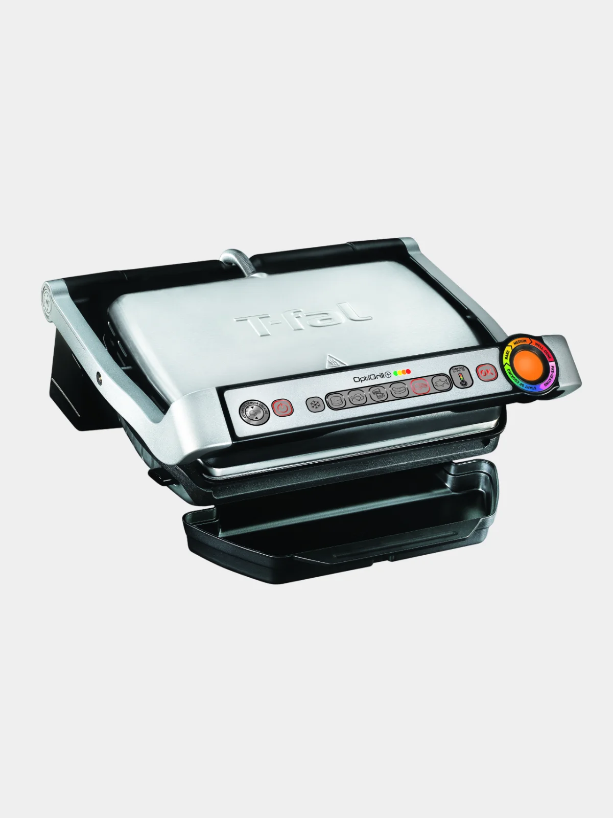 Серебряный умный электрический гриль Tefal Optigrill+ GC712D34