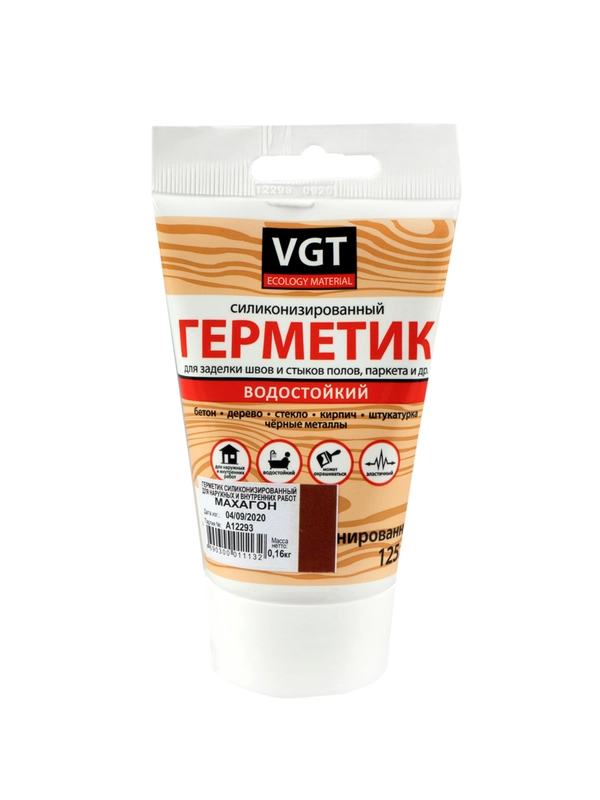Силиконизированный герметик для наружных и внутренних работ VGT, 160 г, махагон