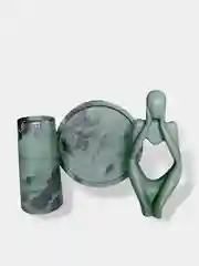 Тёмно-бирюзовый декоративный набор из гипса покрытый лаком. Подарок на Новый год