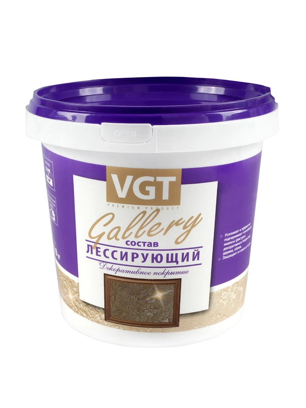 Лессирующий состав VGT Gallery, полупрозрачный, 0,9 кг, бесцветный