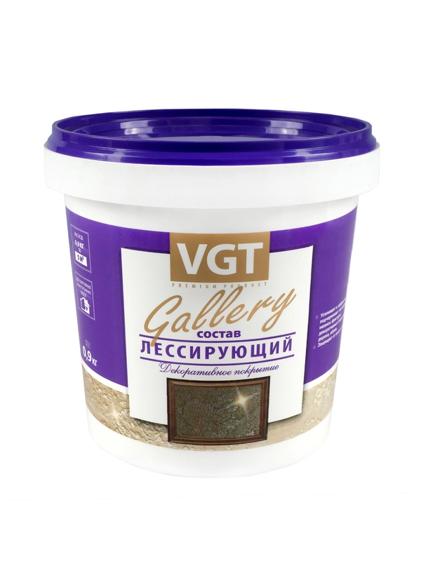 Лессирующий состав VGT Gallery, полупрозрачный, 0,9 кг, серебристо-белый