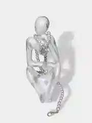 Серебряный декоративный набор из гипса покрытый лаком. Подарок на Новый год