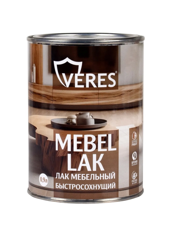 Лак мебельный Veres, быстросохнущий, акриловый, матовый, 0,9 л