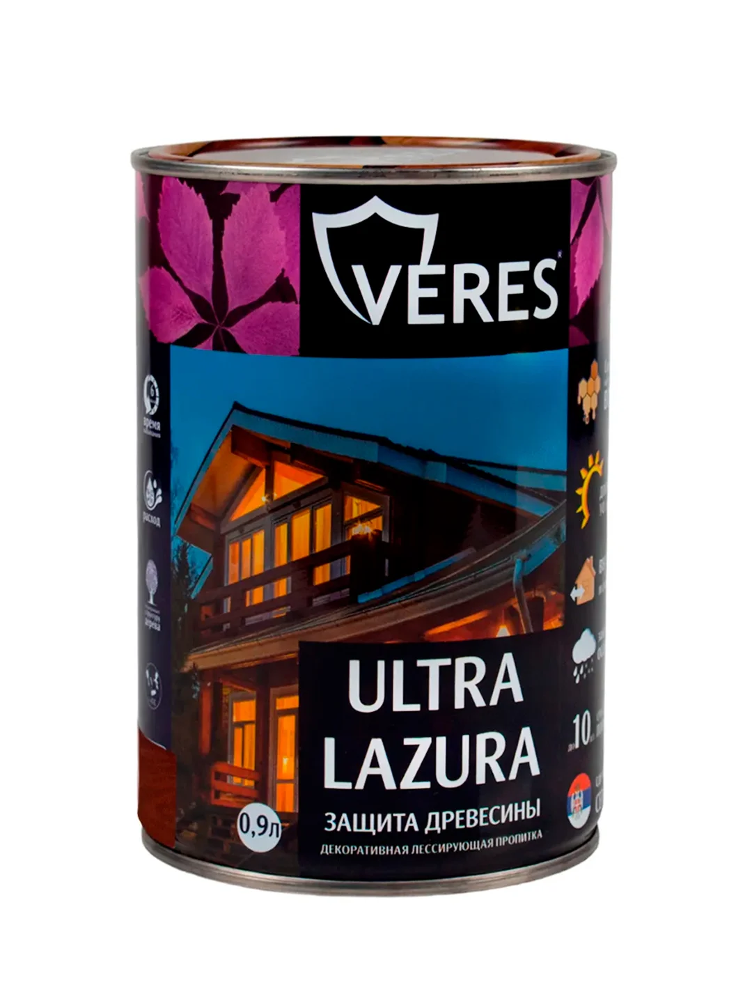 Декоративная пропитка для дерева Veres Classic Lazura №7, матовая, 9 л, махагон