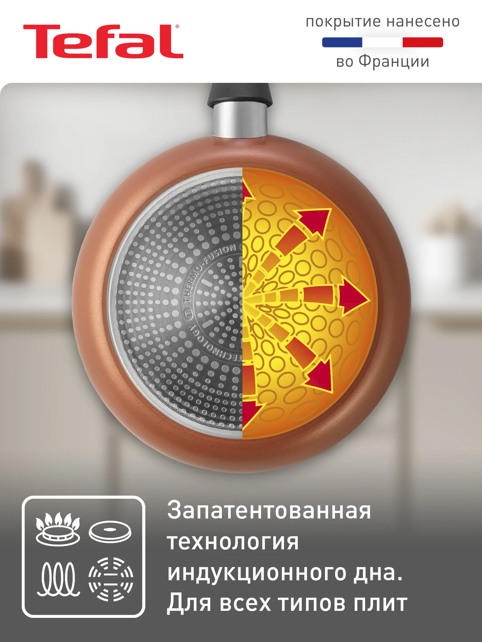 Коричневый индукционная сковорода 28 см Tefal Luminens 04229128