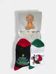 Золотой носки женские новогодние в подарочной упаковке, подарочный набор носки соль для ванны мыло