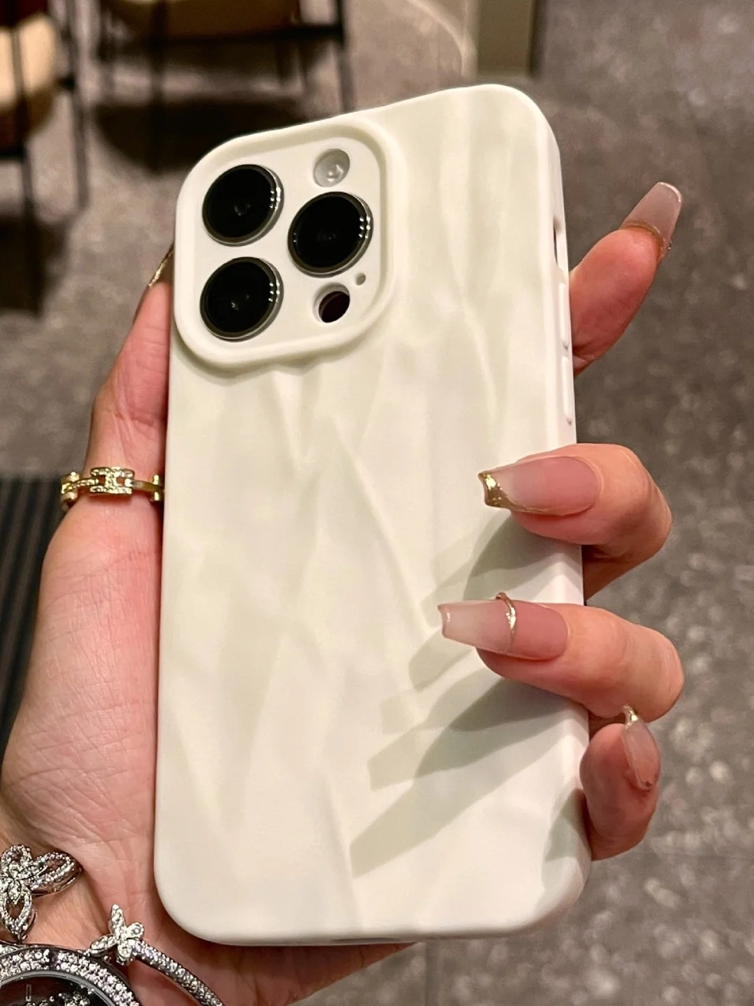 Кремовый чехол для iPhone 11/12/13/14/15/16 Pro/Max/Plus, силикон, противоударный, мрамор