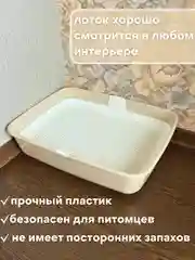 Бежевый лоток туалет большой с сеткой и бортов для всех пород кошек и наполнителей
