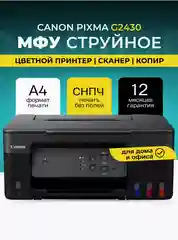 МФУ струйное цветное Canon PIXMA G2430, 5991C009 принтер сканер копир СНПЧ USB