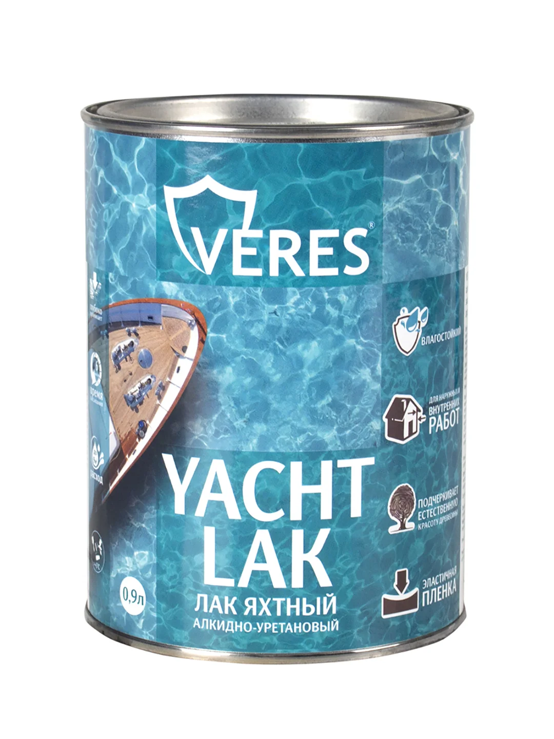 Лак яхтный Veres, алкидно-уретановый, глянцевый, 0,9 л