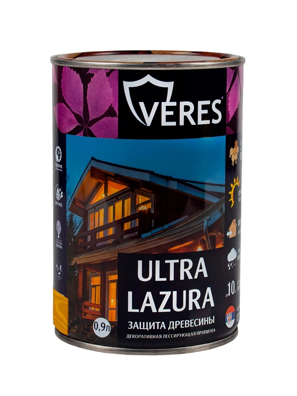 Декоративная пропитка для дерева Veres Classic Lazura №2, матовая, 9 л, сосна