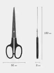 Ножницы канцелярские Brauberg "Standard", классическая форма, 180 мм, черные, 237096