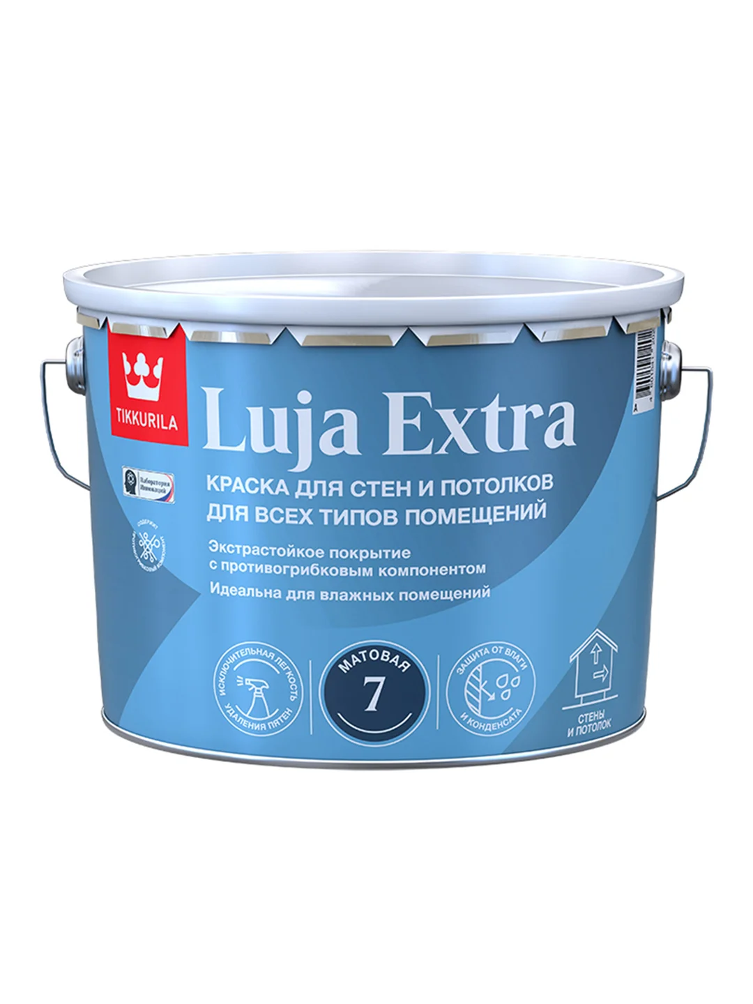 Краска для стен и потолков, Tikkurila Luja Extra, матовая, база А, белая, 9 л