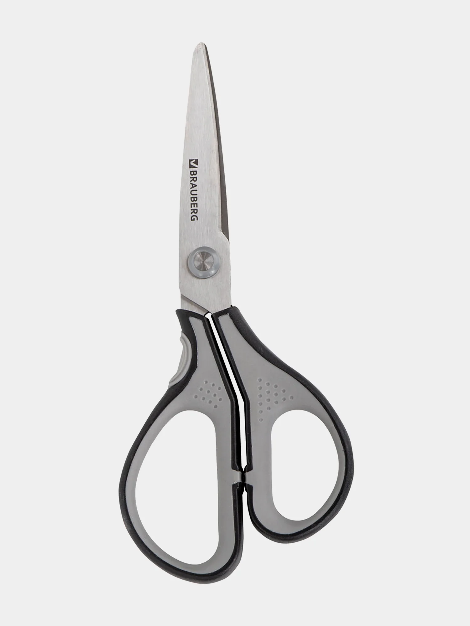 Ножницы канцелярские Brauberg Super, 175 мм, серо-черные, 2-х сторонняя заточка, 237295