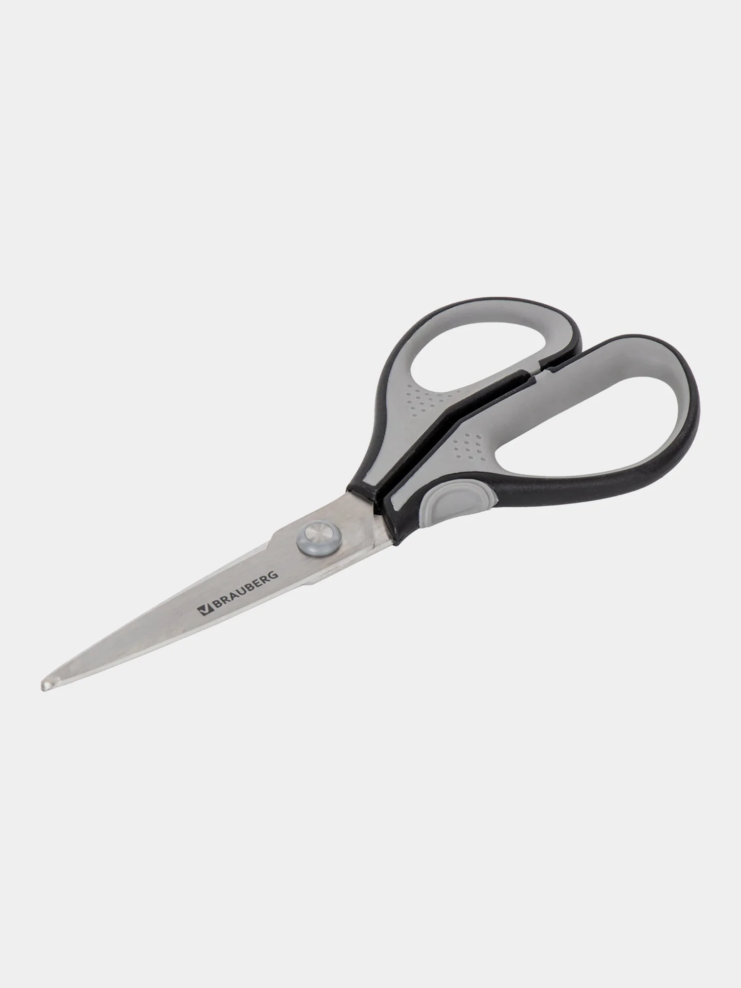 Ножницы канцелярские Brauberg Super, 175 мм, серо-черные, 2-х сторонняя заточка, 237295