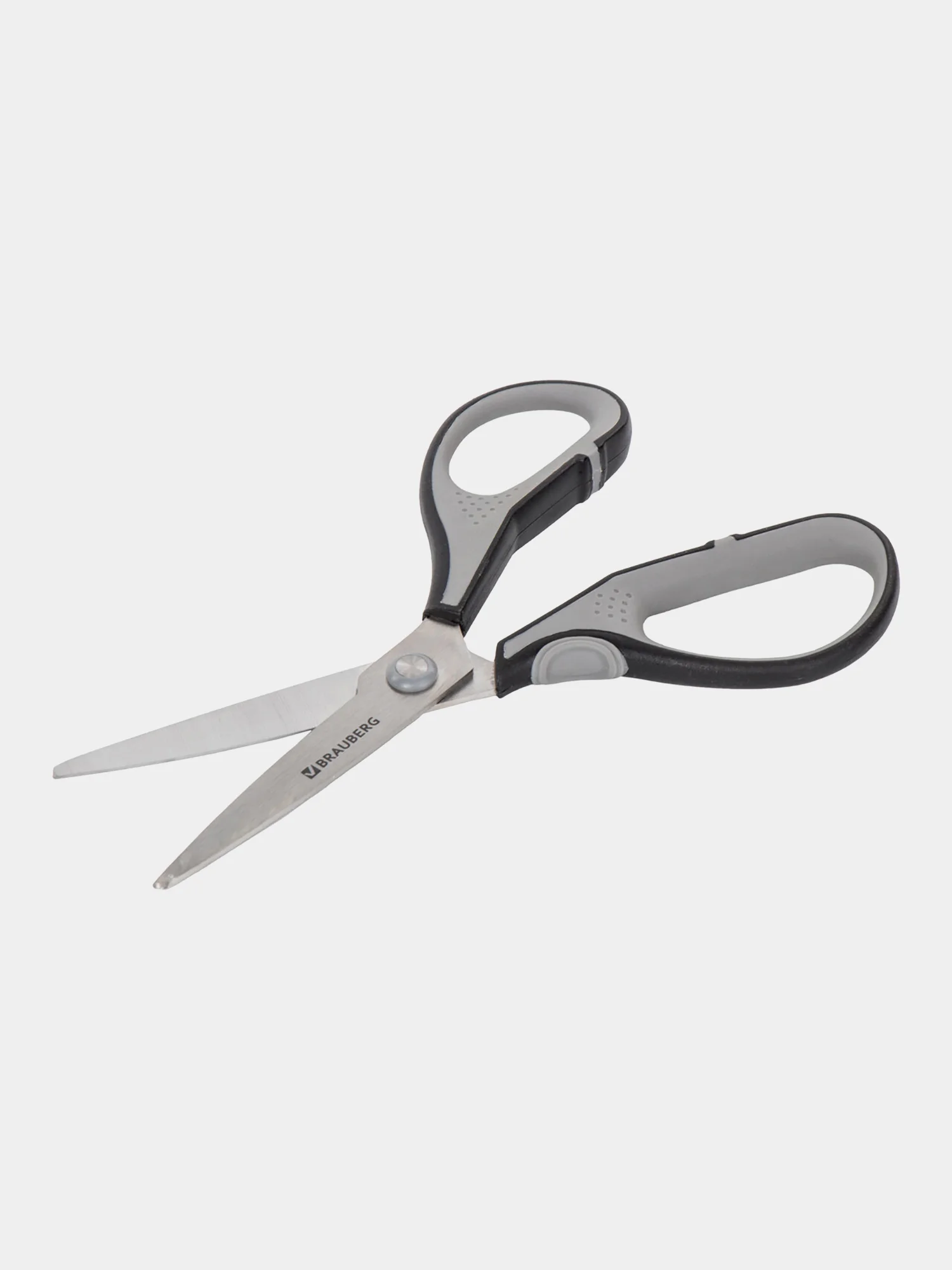 Ножницы канцелярские Brauberg Super, 175 мм, серо-черные, 2-х сторонняя заточка, 237295