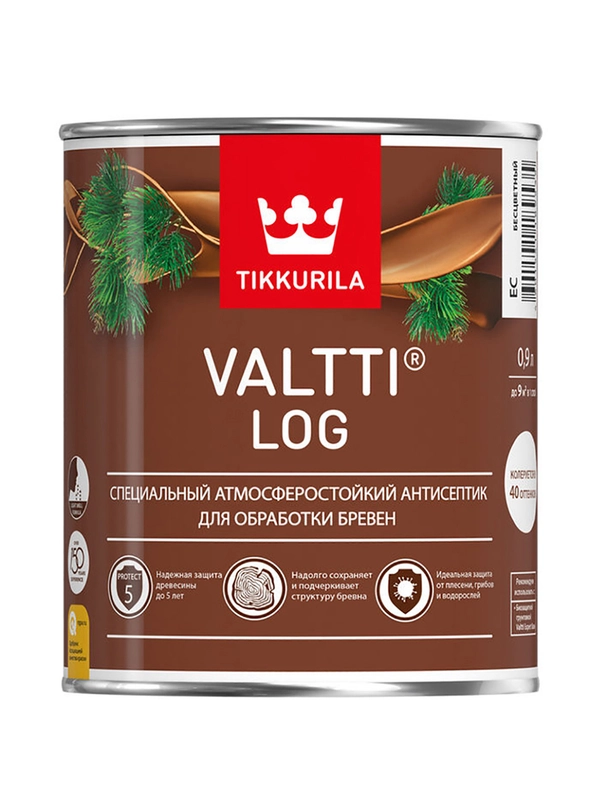 Декоративный антисептик для дерева Valtti Log (Валтти Лог) TIKKURILA 0,9л орегон