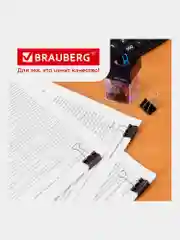 Зажимы канцелярские для бумаг Brauberg, Комплект 12 шт, 25 мм, на 100 листов, черные