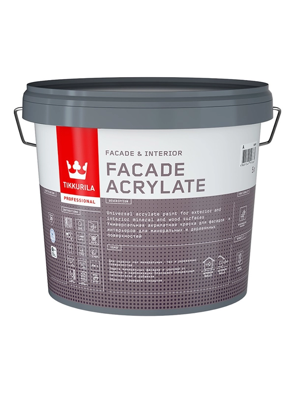 Краска фасадная Facade Acrylate (Фасад Акрилат) TIKKURILA 5 л  бесцветная (база С)