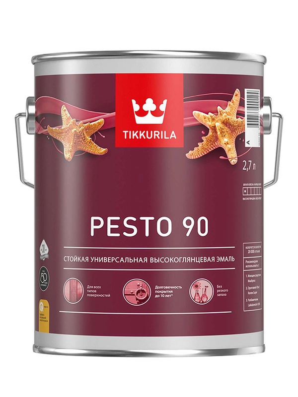 Эмаль высокоглянцевая Euro Pesto 90 (Песто 90) TIKKURILA 2,7 л бесцветная (база С)