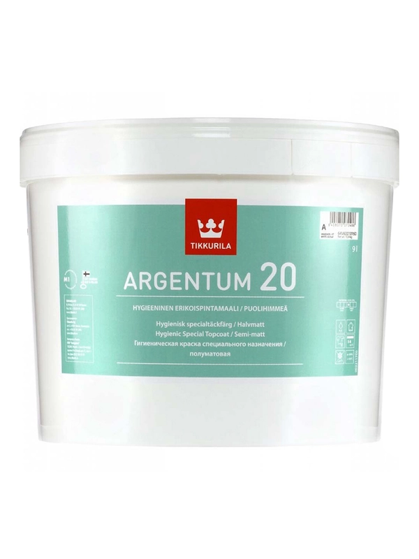 Краска антимикробная Argentum-20 (Аргентум-20) TIKKURILA 2,7л белый (база А)