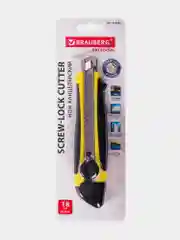 Нож канцелярский 18 мм Brauberg Universal, роликовый фиксатор, резиновые вставки, блистер