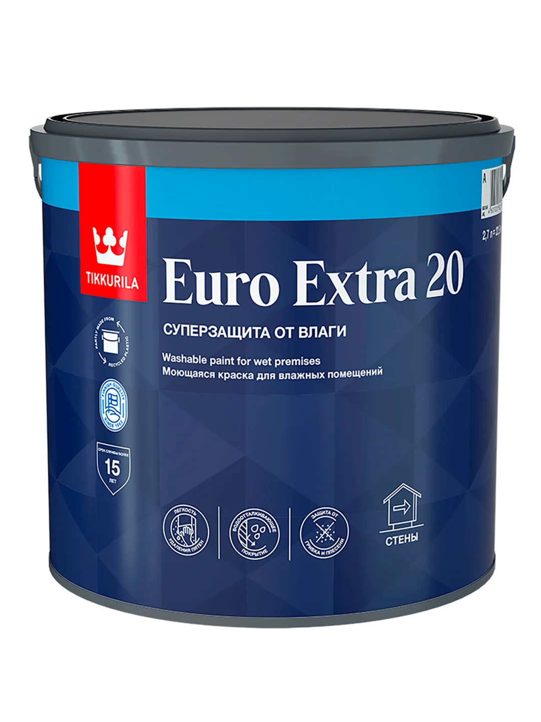 Краска Euro Extra-20 (Евро-20) TIKKURILA 2,7л бесцветный (база С)