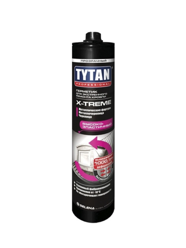 Каучуковый герметик для кровли Tytan Professional Х-Treme, 310 мл, прозрачный