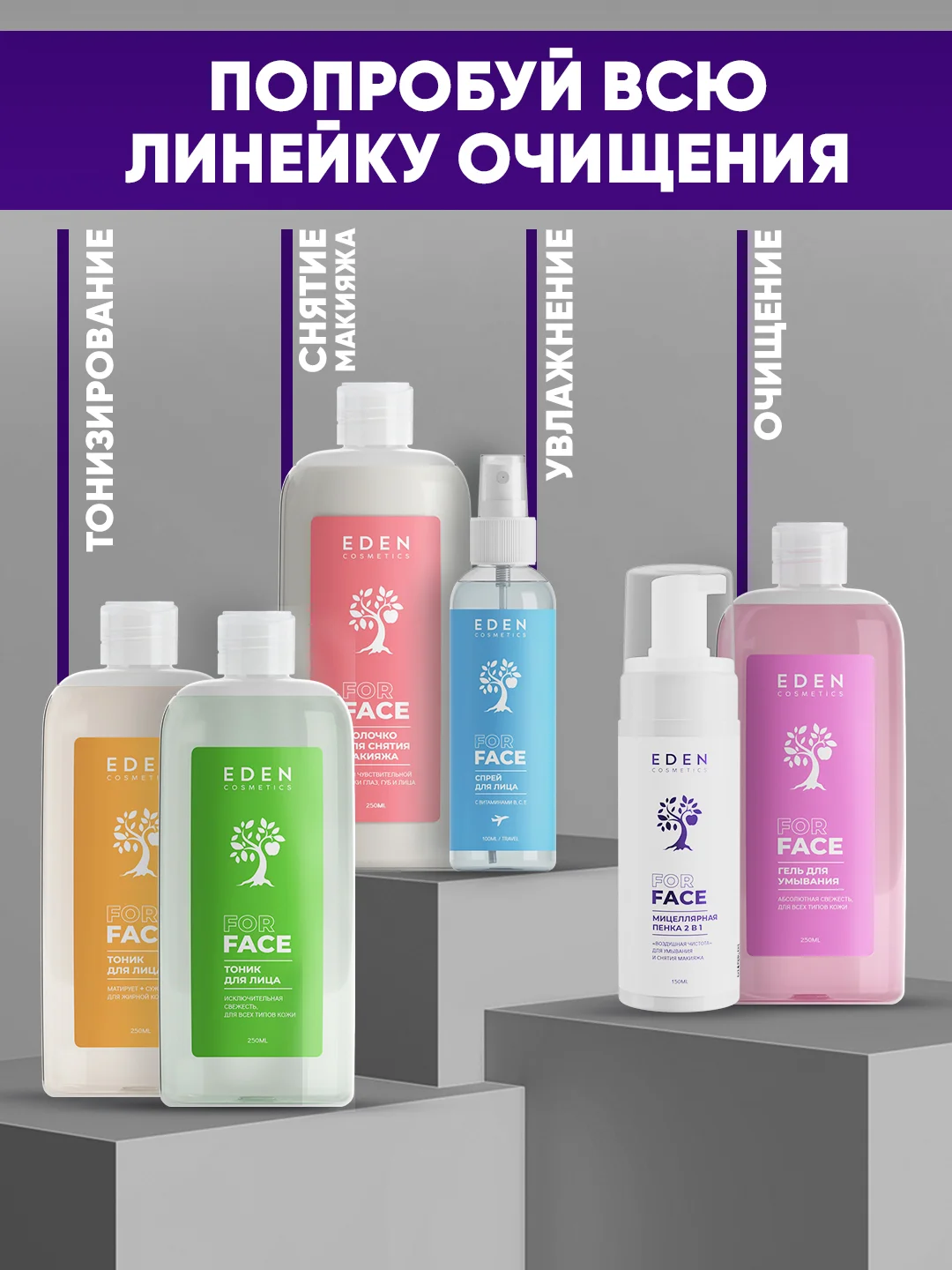 EDEN Мицеллярная пенка для умывания и снятия макияжа, 2 в 1, 150 мл
