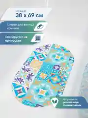 Голубой коврик для ванны и душевой кабины на присосках "Bubbles" 38x69 см,ВИЛИНА