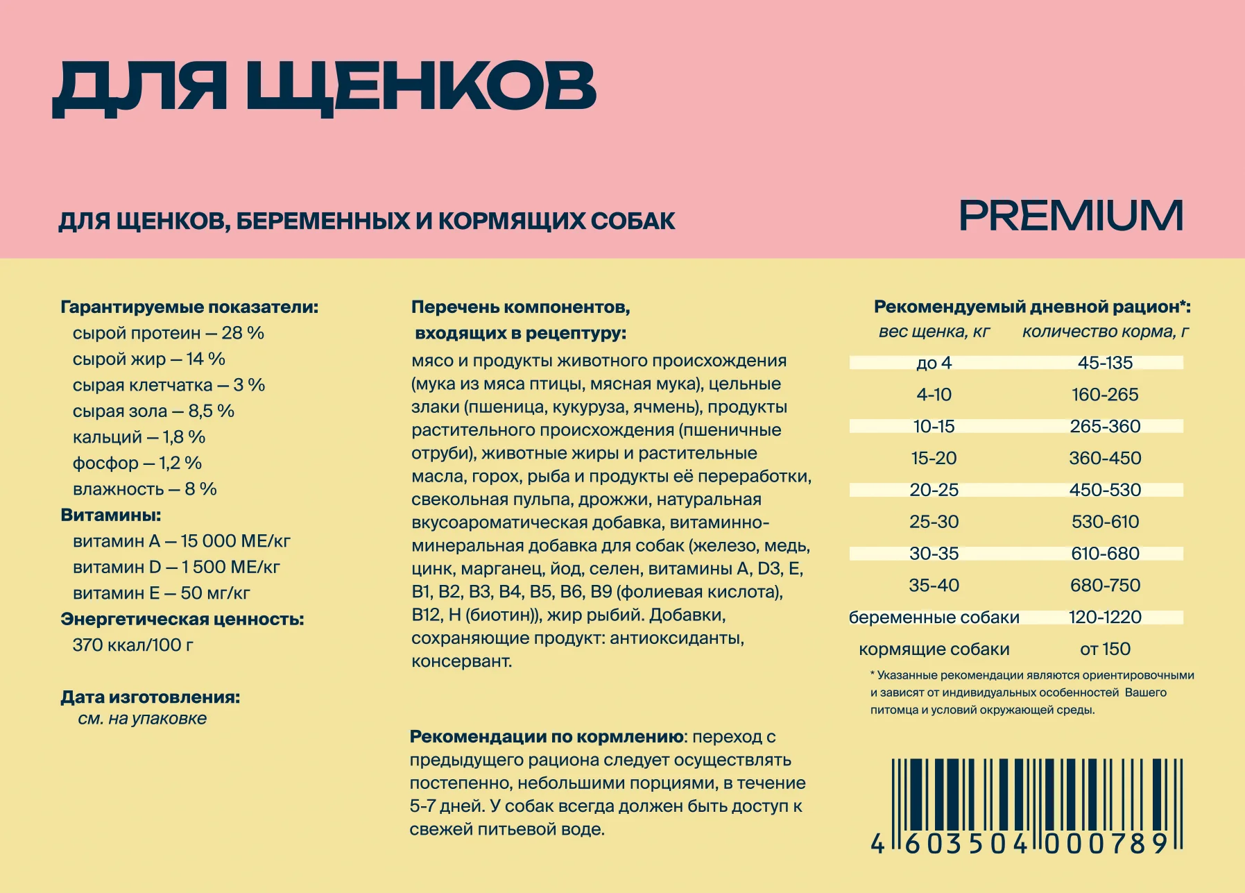 Корм сухой Profifeed для щенков, 17 кг