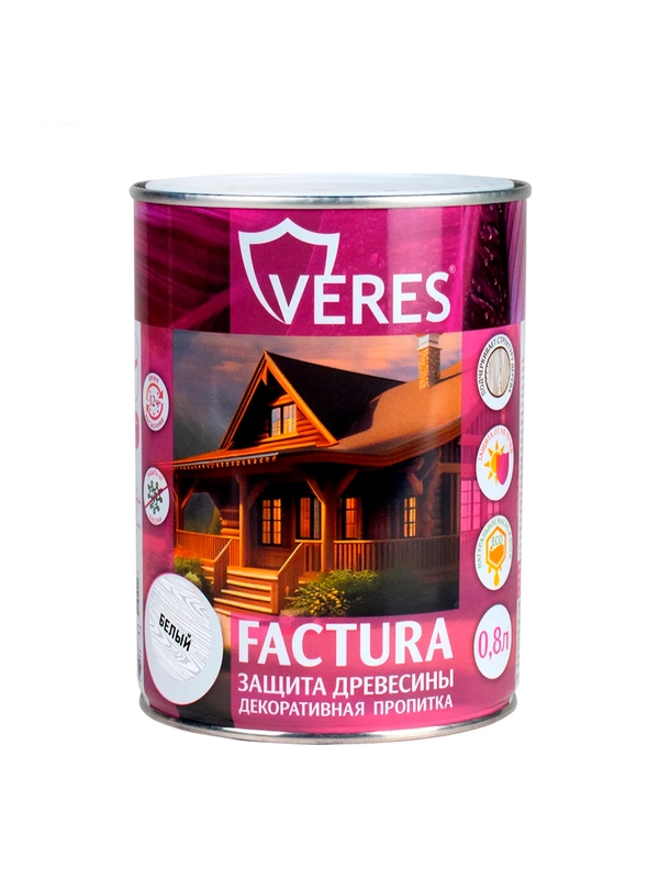 Декоративная пропитка для дерева Veres Gold Lazura №12, глянцевая, 2,7 л, белая