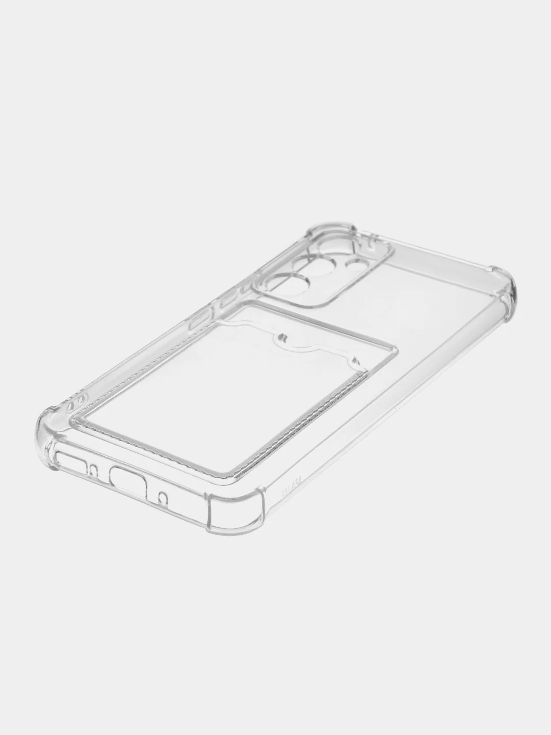 Прозрачный чехол для Samsung Galaxy A54 противоударный силиконовый ROSCO карман для карт защита углов