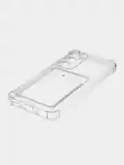 Прозрачный чехол для Samsung Galaxy A54 противоударный силиконовый ROSCO карман для карт защита углов