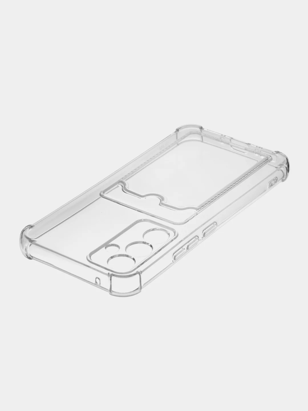Прозрачный чехол для Samsung Galaxy A54 противоударный силиконовый ROSCO карман для карт защита углов