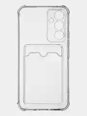 Прозрачный чехол для Samsung Galaxy A54 противоударный силиконовый ROSCO карман для карт защита углов